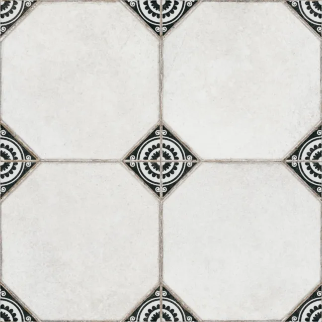 Leeds Black Patterned Matt Porcelain Floor Tile