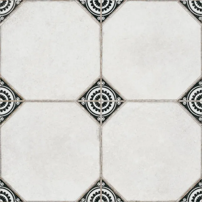Leeds Black Patterned Matt Porcelain Floor Tile