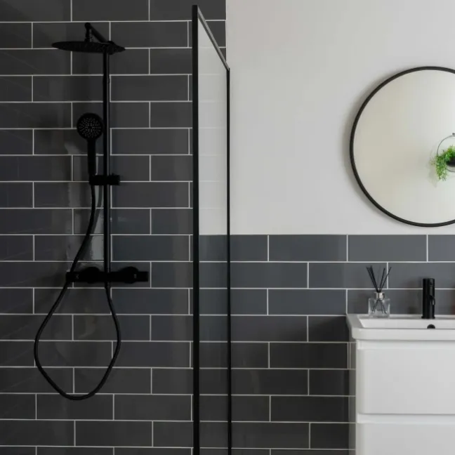 Linear Dark Grey Gloss Wall Tiles