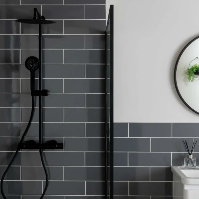 Linear Dark Grey Gloss Wall Tiles