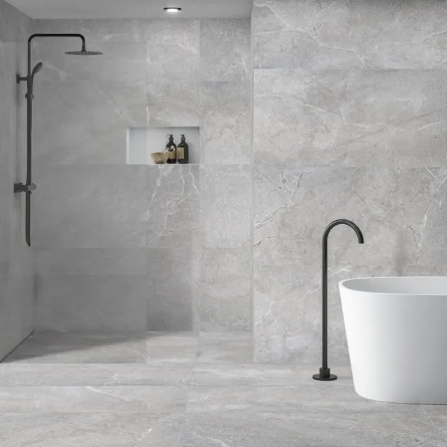 Lucca Grey Anti Slip Matt Stone Effect Porcelain Wall and Floor Tile