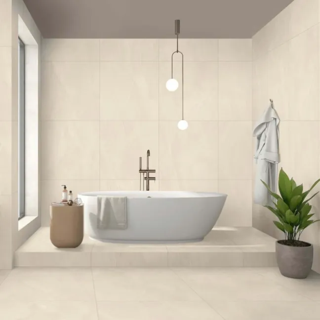 Marsa Ivory Stone Effect Polished Porcelain Floor Tile