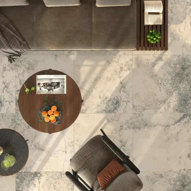 Modern Travertine Effect Beige Matt Large Porcelain Floor Tile