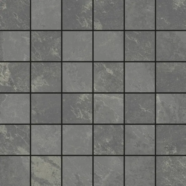Mustang Light Grey Slate Effect Matt Porcelain Mosaic
