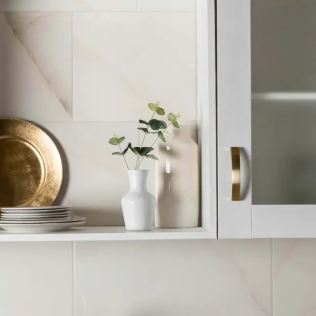 Onix Cristal Ivory Marble Effect Gloss Slim Ceramic Wall Tile