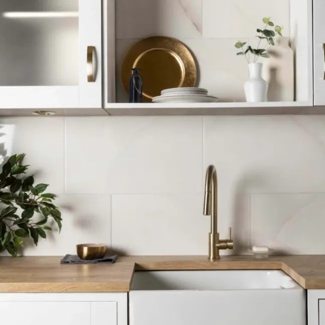 Onix Cristal Ivory Marble Effect Gloss Slim Ceramic Wall Tile