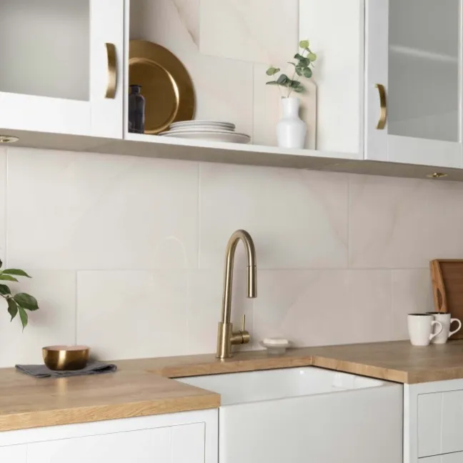 Onix Cristal Ivory Marble Effect Gloss Slim Ceramic Wall Tile