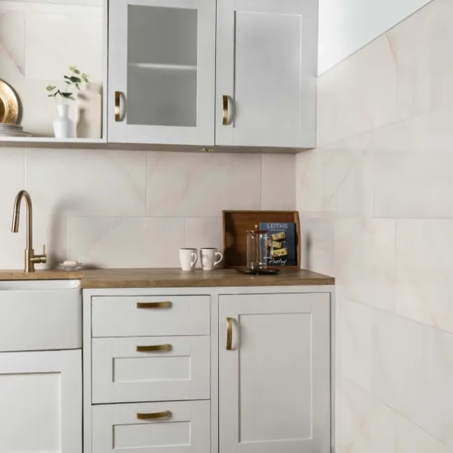 Onix Cristal Ivory Marble Effect Gloss Slim Ceramic Wall Tile