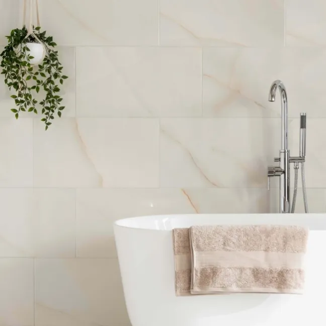 Onix Cristal Ivory Marble Effect Gloss Slim Ceramic Wall Tile
