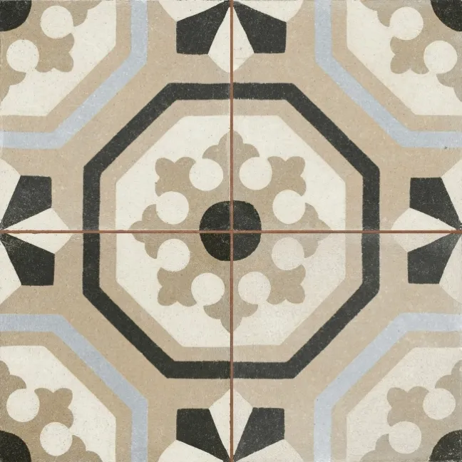 Osborne Grey Victorian Patterned  Matt Ceramic Floor Tile