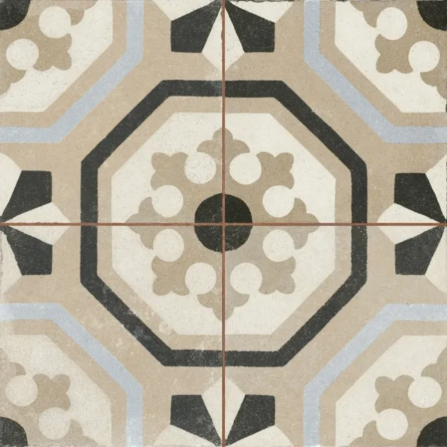 Osborne Grey Victorian Patterned  Matt Ceramic Floor Tile