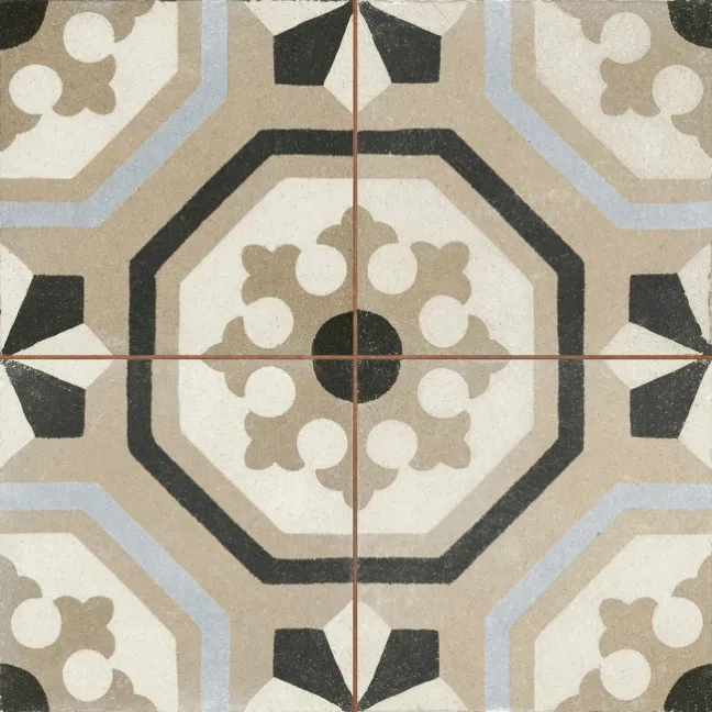 Osborne Grey Victorian Patterned  Matt Ceramic Floor Tile