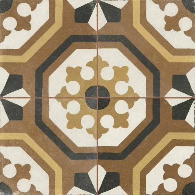 Osborne Marron Victorian Patterned  Matt Ceramic Floor Tile
