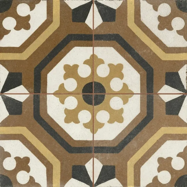 Osborne Marron Victorian Patterned  Matt Ceramic Floor Tile