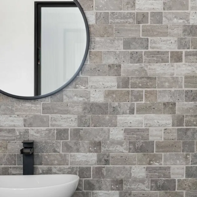 Roma Grey Travertine Effect Italian Porcelain Wall Tile