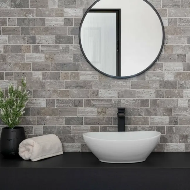 Roma Grey Travertine Effect Italian Porcelain Wall Tile