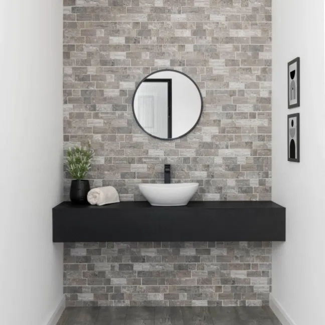 Roma Grey Travertine Effect Italian Porcelain Wall Tile