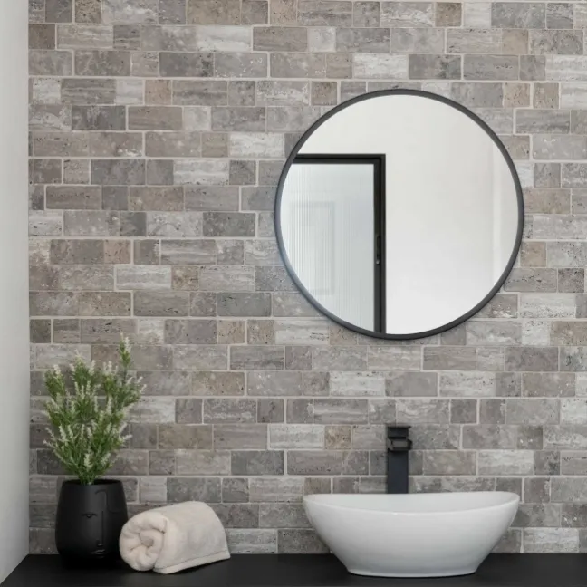 Roma Grey Travertine Effect Italian Porcelain Wall Tile