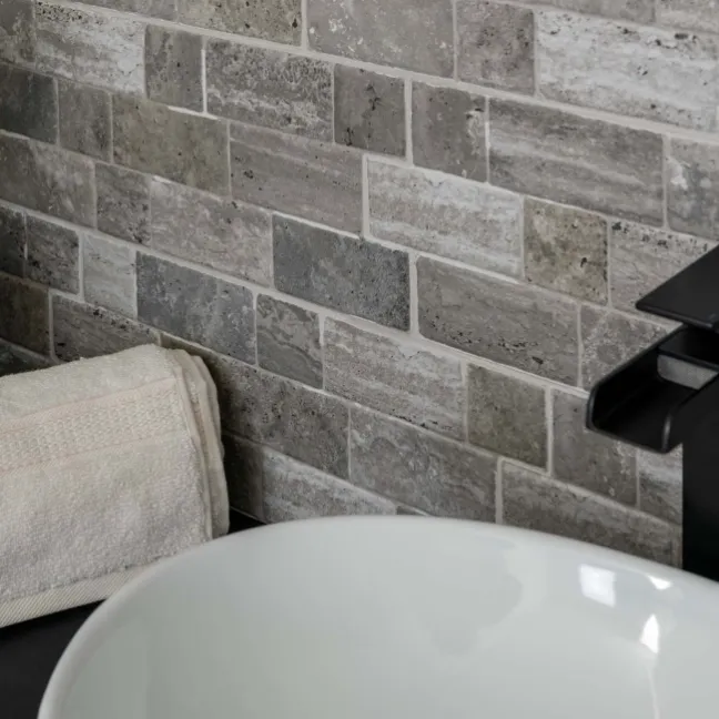 Roma Grey Travertine Effect Italian Porcelain Wall Tile