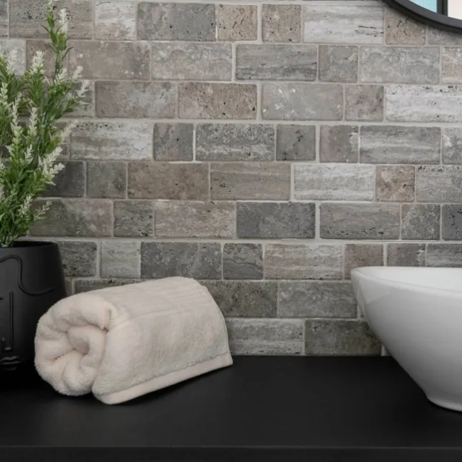 Roma Grey Travertine Effect Italian Porcelain Wall Tile