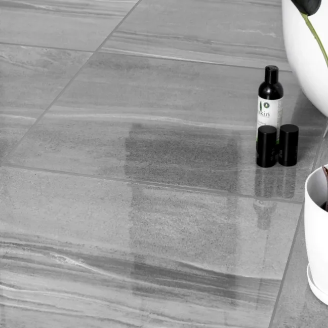 Shades Grey Stone Effect Polished Porcelain Floor Tile