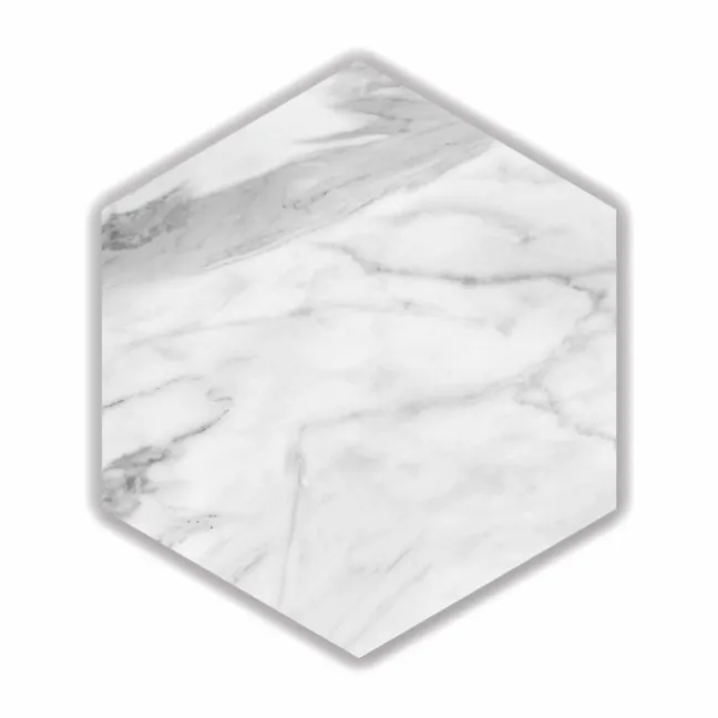 Statuario White Marble Effect Hexagon Matt Porcelain Tile