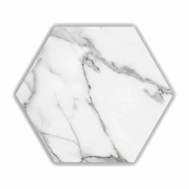 Statuario White Marble Effect Hexagon Matt Porcelain Tile