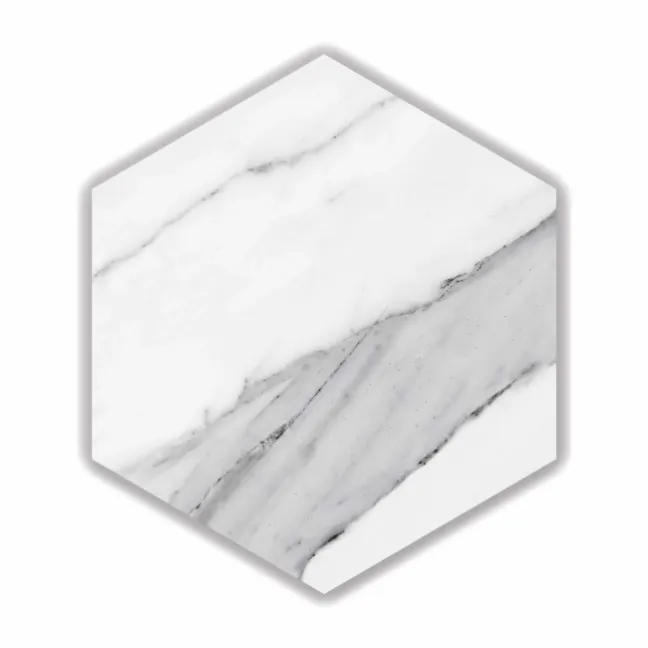 Statuario White Marble Effect Hexagon Matt Porcelain Tile