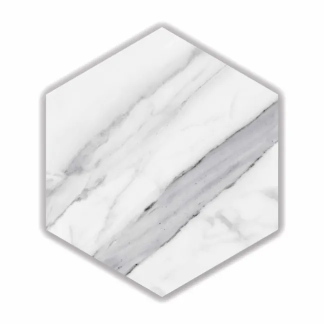 Statuario White Marble Effect Hexagon Matt Porcelain Tile