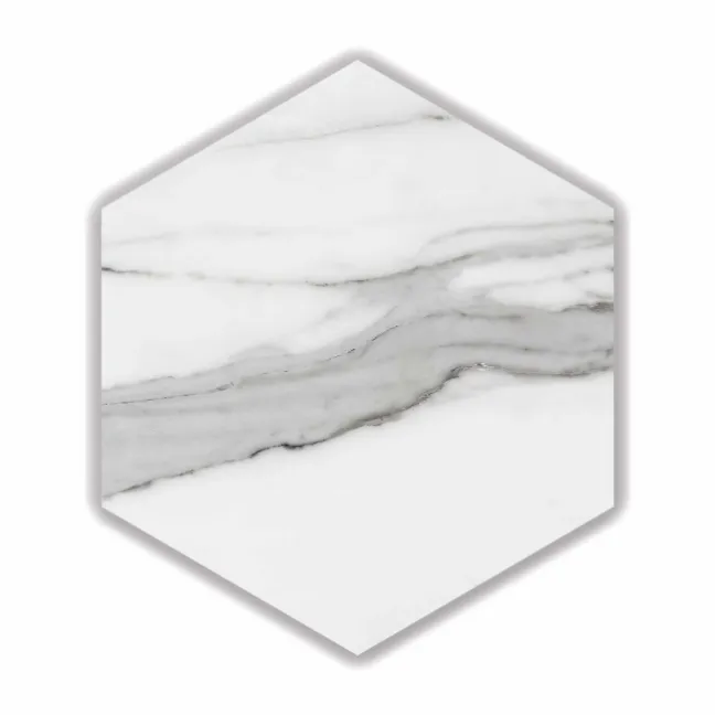 Statuario White Marble Effect Hexagon Matt Porcelain Tile