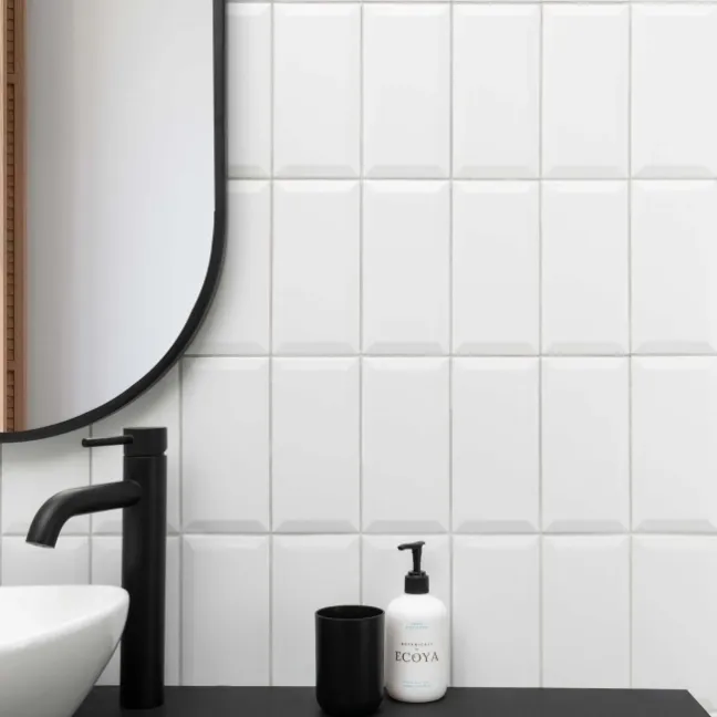 Subway Bevelled White Matt Ceramic Wall Tiles