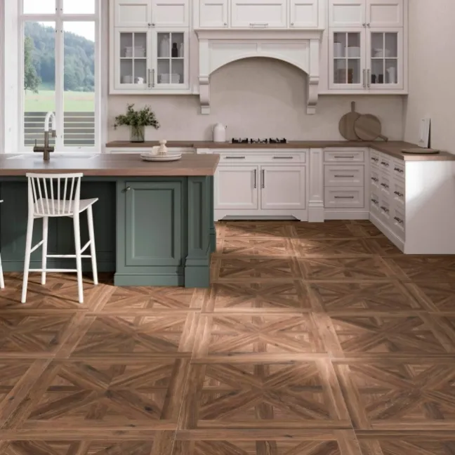 Volte Walnut Woven Wood Effect Matt Porcelain Floor Tile