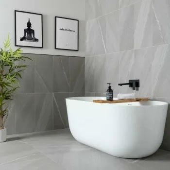 Allegro Grey Stone Effect Matt Porcelain Wall and Floor Tile