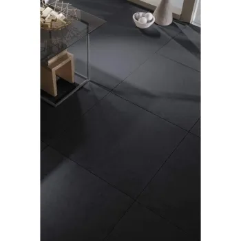 Concrete Dark Grey Matt Floor Tiles 600x600 Roomset