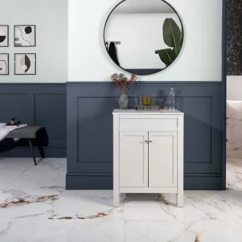 Barnaby White Marble Effect Gloss Porcelain Floor Tile