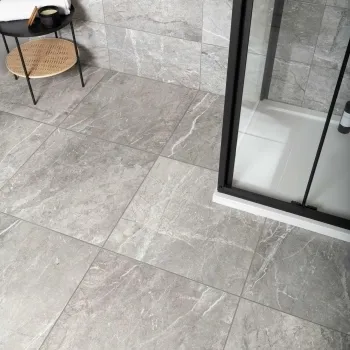 Bernini Grey Gloss Marble Effect Porcelain Floor Tile
