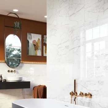 Calacatta Grey Gloss Wall Tile Bathroom Roomset 400x150mm