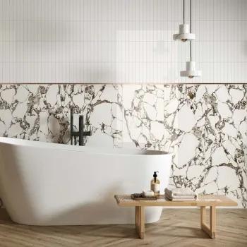 Caliente White Marble Effect Gloss Ceramic Wall Tile