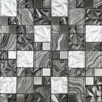 Fabric Grey Swirl Glass Mosaic