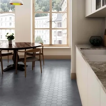 Kromatika Hexagon Grey Porcelain Wall & Floor Tile living room roomset 116x101mm
