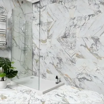 Lavish White Marble Effect Polished Porcelain Wall and Floor Tile