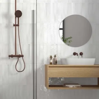 Manacor White Wall Tiles 65x400 Roomset