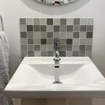 Bayeux Grey Glass Mosaic Bathroom roomset
