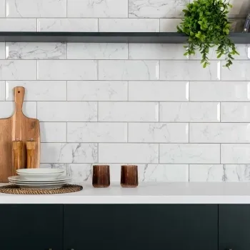 Metro Stone Effect Marble XL White Wall Metro Tiles