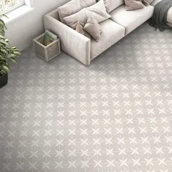 Mijas Ivory Patterned Matt Ceramic Floor Tile