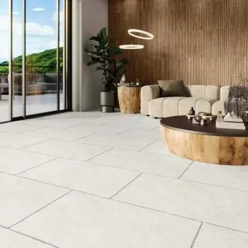 Mineral White Rustic Edge Stone Effect Porcelain Tile