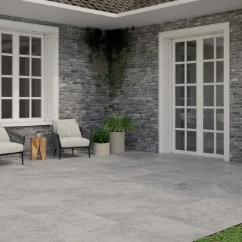 Rootlate Grey Matt Slate Effect Porcelain Outdoor Slab Tile