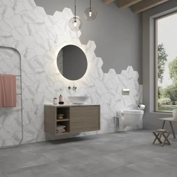 Statuario White Marble Effect Hexagon Matt Porcelain Tile