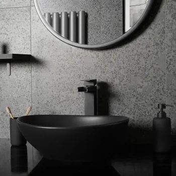Trend Black Terrazo Wall and Floor Tile Kitchen Roomset