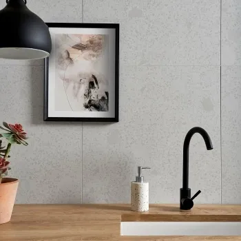 Trend White Terrazo Wall and Floor Tile 600x600 Kitchen Roomset